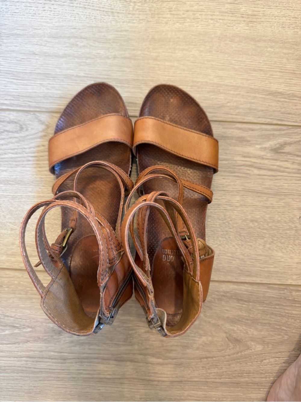 Miz Mooz Tan Leather Strappy Sandals